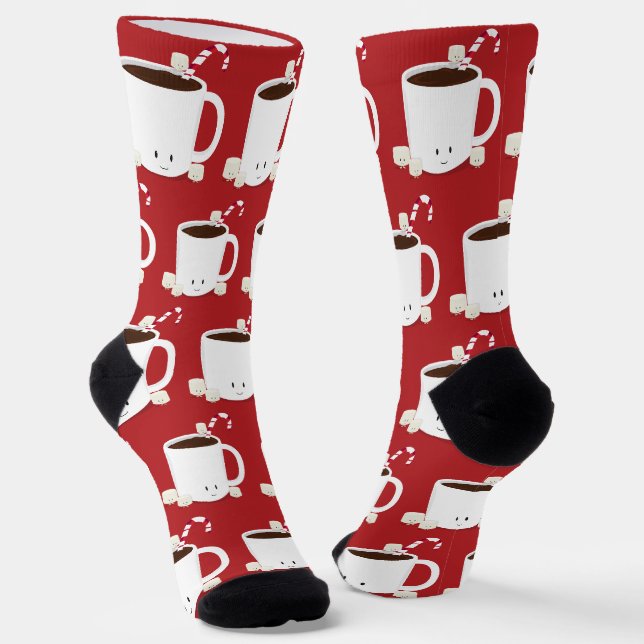Cute Christmas Hot Chocolate Hot Cocoa Socks (Angled)