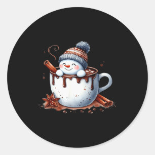 Cute Christmas Hot Chocolate Snowman  Classic Round Sticker