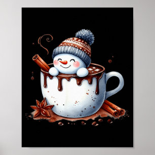 Cute Christmas Hot Chocolate Snowman  Poster