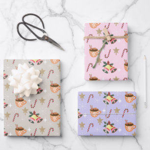 Cute Christmas Hot Cocoa Party Pattern Wrapping Paper Sheet