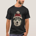 Cute Christmas Husky Dog with Santa Hat Winter Aes T-Shirt<br><div class="desc">Cute Christmas Husky Dog with Santa Hat Winter Aesthetic</div>