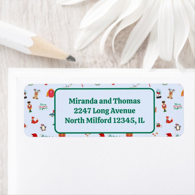 Cute Christmas illustrations return addres labels  (Insitu)
