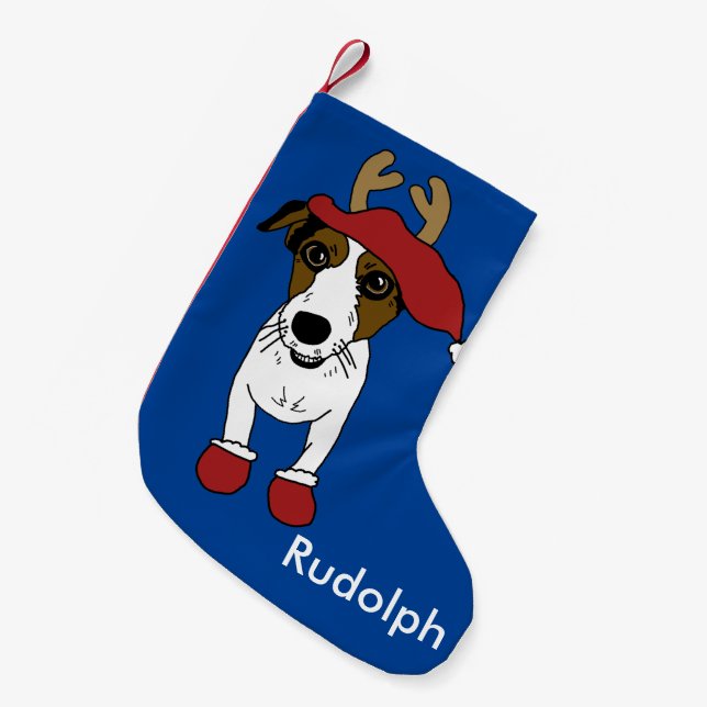 Cute Christmas Jack Russell Terrier Small Christmas Stocking (Front (Hanging))