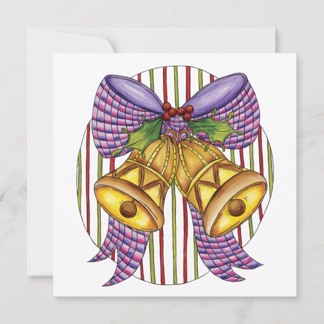 Cute Christmas Jingle Bells with Ribbon and Bow Invitation (Front)