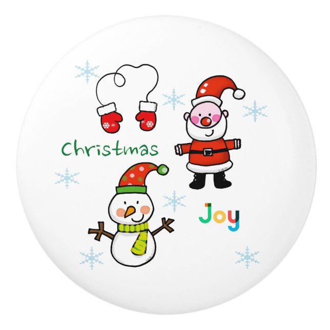 cute Christmas joy Ceramic Knob (Front)