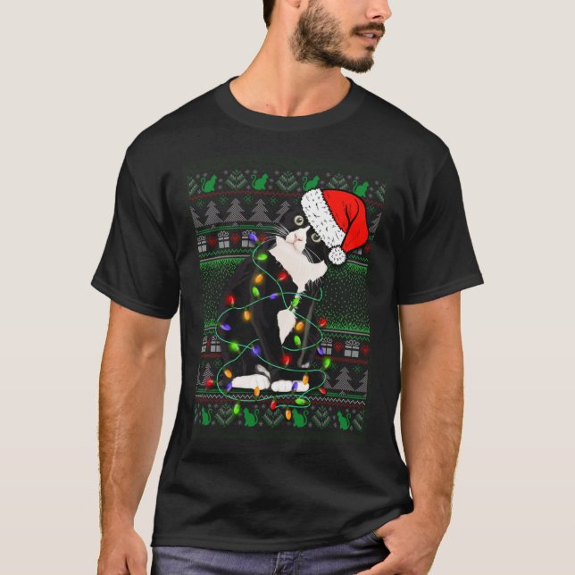 Cute Christmas jumper with cat motif T-Shirt (Front)