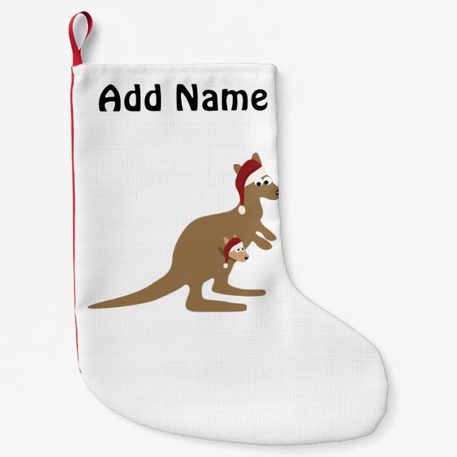 Cute Christmas Kangaroos Small Christmas Stocking (Front)