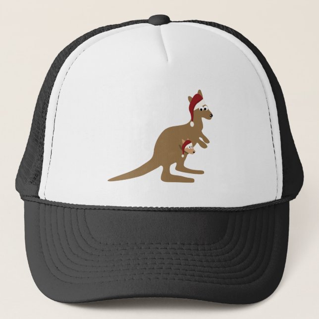 Cute Christmas Kangaroos Trucker Hat (Front)