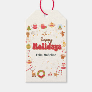 Cute christmas kids holiday party invitation gift tags