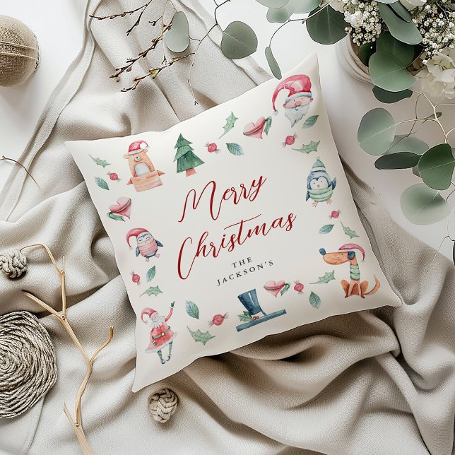 Cute Christmas Kids Holiday Throw Pillow (Creator Uploaded)