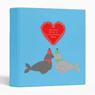 Cute Christmas Kissing Seals Binder