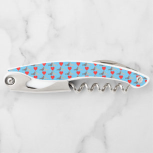 Cute Christmas Kissing Seals Custom Corkscrew