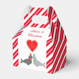Cute Christmas Kissing Seals Custom Favor Box