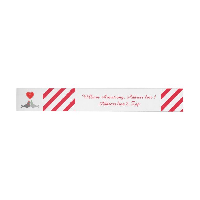 Cute Christmas Kissing Seals Custom Wraparound Address Label (Individual)