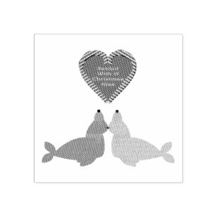 Cute Christmas Kissing Seals Rubber Stamp
