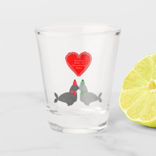 Cute Christmas Kissing Seals Shot Glass