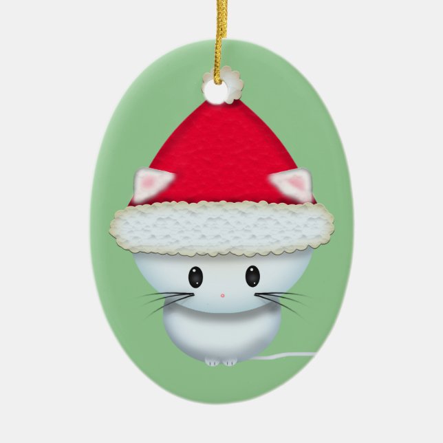 Cute Christmas Kitten Ceramic Ornament (Front)