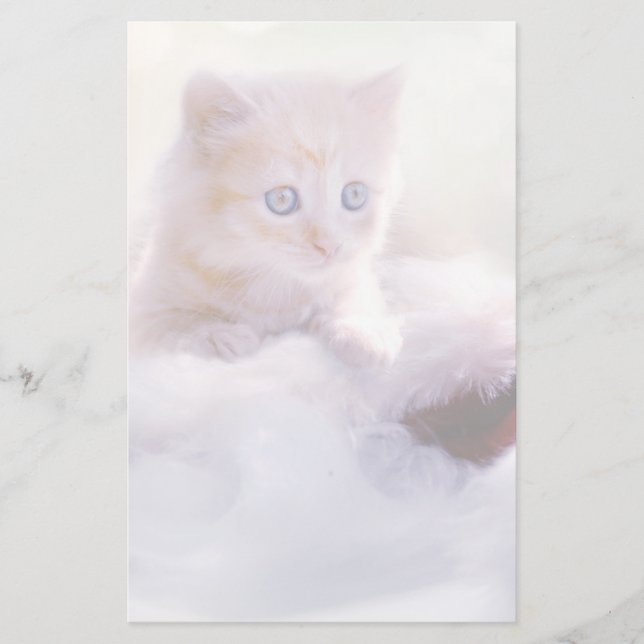 Cute Christmas Kitten Faded Photograph Stationery (Front)