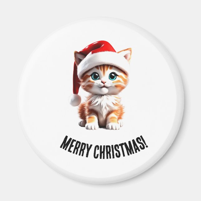 Cute Christmas Kitten Magnet (Front)