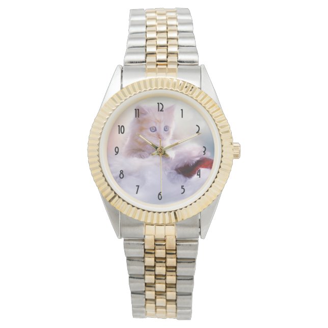 Cute Christmas Kitten Photograph Watch (Front)