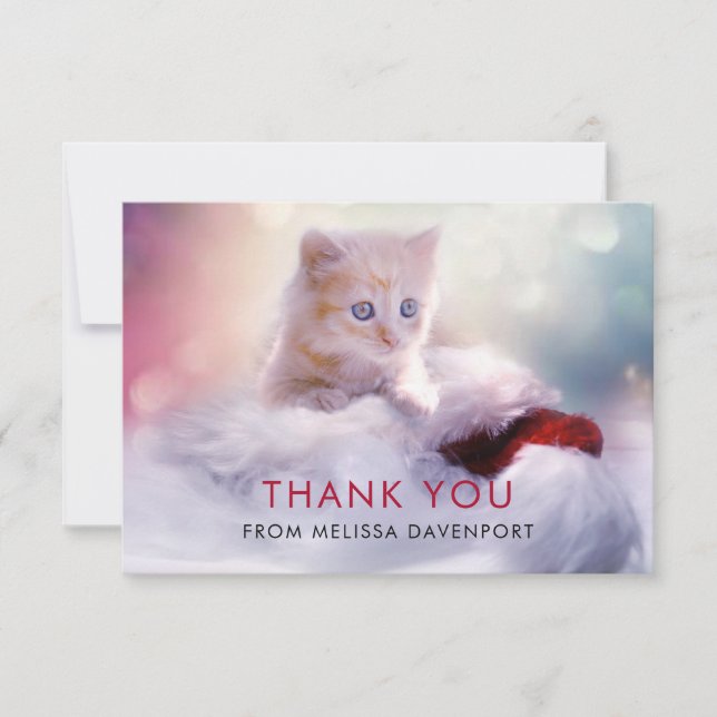 Cute Christmas Kitten Thank You (Front)