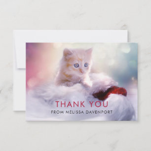 Cute Christmas Kitten Thank You Card