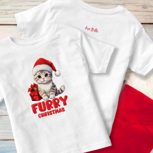 Cute Christmas kitten with Name Toddler T-shirt