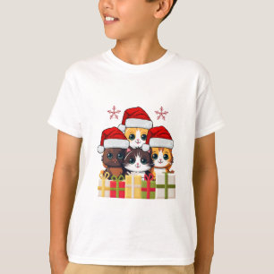 Cute Christmas Kittens squad -Christmas Santa cats T-Shirt