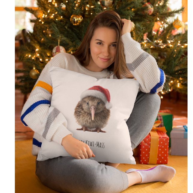 Cute Christmas Kiwi, custom Throw Pillow (Creator Uploaded)