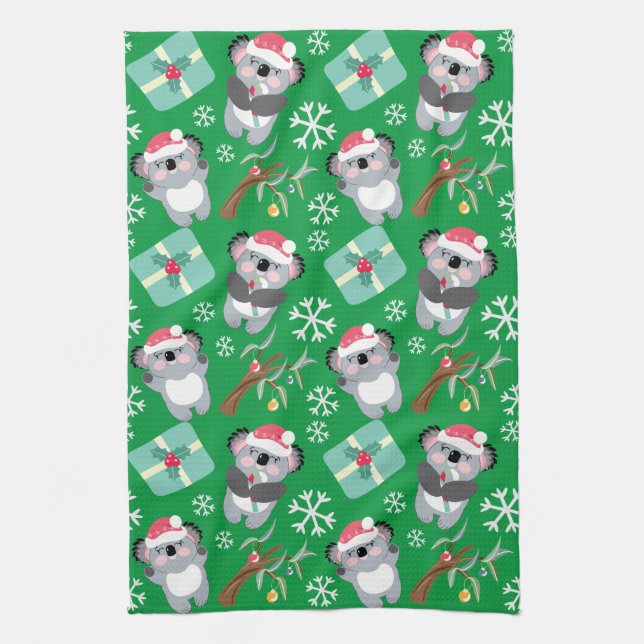 Cute Christmas Koala  Kitchen Towel (Vertical)