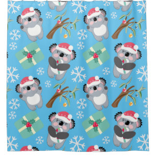 Cute Christmas Koala Shower Curtain