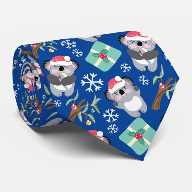 Cute Christmas Koala Tie (Rolled)