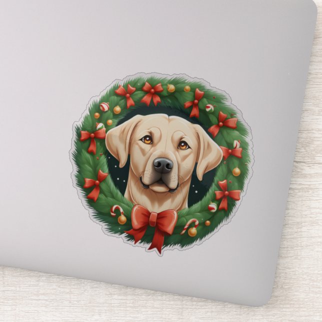 Cute Christmas Labrador Dog Wreath Festive  (Detail)