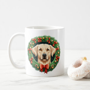 Cute Christmas Labrador Dog Wreath Festive  Coffee Mug