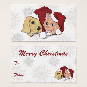 Cute Christmas Labrador Puppy and Orange Tabby