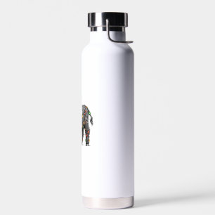 Cute Christmas Light Highland Cattle Funny Cow Xma Water Bottle