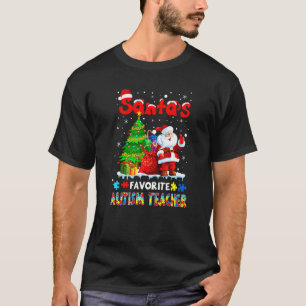 Cute Christmas Lighting Santa's Favourite Autism T T-Shirt