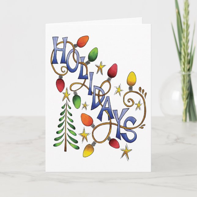Cute Christmas, Lights and Stars with Holiday Text (Front)