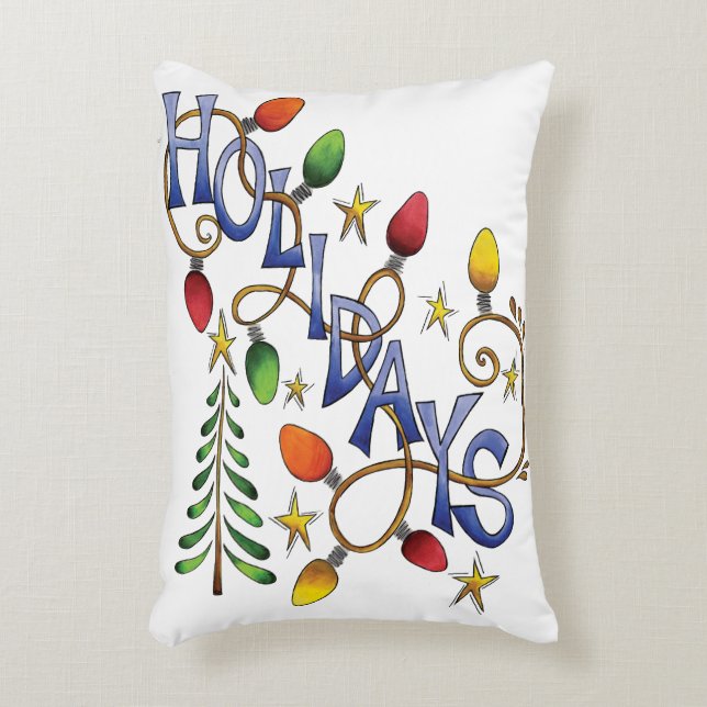 Cute Christmas, Lights and Stars with Holiday Text Accent Pillow (Front(Vertical))