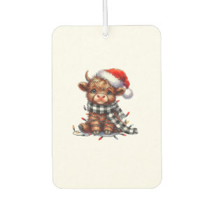 Cute Christmas Lights Highland Cow Funny Christmas Air Freshener