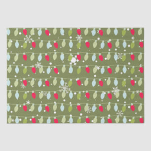 Cute Christmas Lights Olive Green Red Blue Tissue Paper
