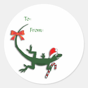 Cute Christmas Lizard Gift Label Stickers