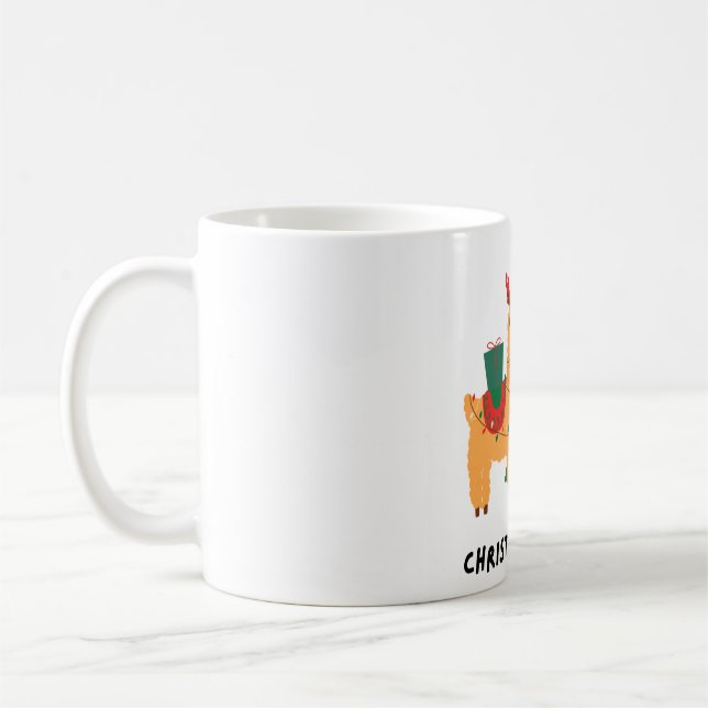 Cute Christmas Llama Illustration – Festive Holida Coffee Mug (Left)