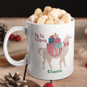 Cute Christmas Llama Personalized Animal Holiday Coffee Mug