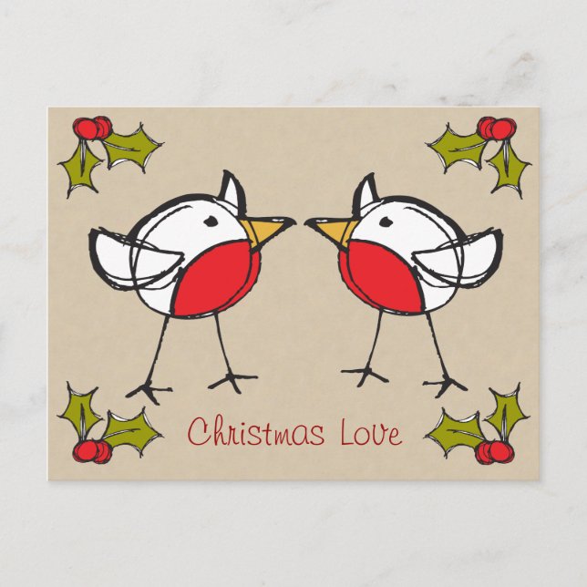 Cute Christmas Love Postcard (Front)