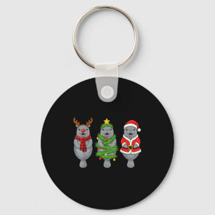 Cute Christmas Manatee Shirt, Holiday Manatee Sant Keychain