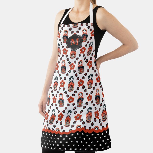 Cute Christmas Matryoshka Nesting Doll Apron (Insitu)