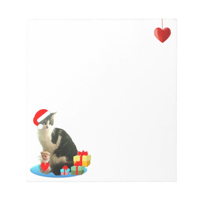 Cute Christmas Merlin Cat Notepad (Front)