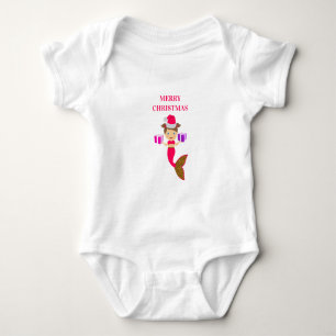 Cute Christmas Mermaid Girl Santa Hat Baby Bodysuit