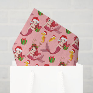 Cute Christmas mermaid seahorse pattern tissue Tissue Paper